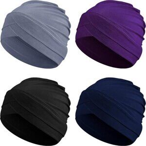 4 Pieces Women Turban Chemo Headwear Cancer Hats Headwrap Stretchy Turban Cap